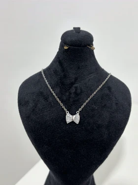 گردنبند نقره زنانه پاپیون نگینی 987