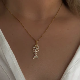 گردنبند وارداتی تیغ ماهی طلایی