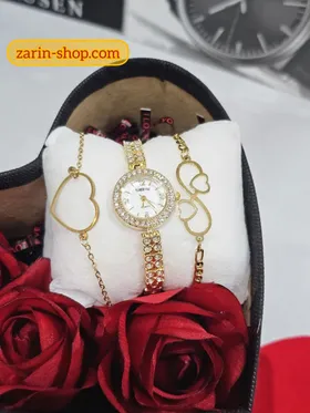 باکس هدیه زنانه ست ساعت و دستبند انگشتر