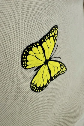 خرید تاپ حلقه‌ای طرح پروانه کد 10006 گالری روژانو (کرم)