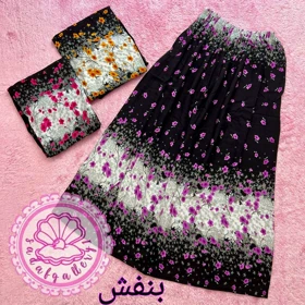 دامن نخی بلند طرح گلناز در رنگبندی متنوع(کد1267) (بنفش)