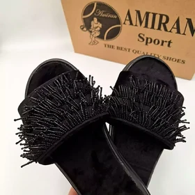 صندل لژدار مشکی زنانه و دخترانه کیفیت اصلی 37 تا 40(ارسال رایگان)