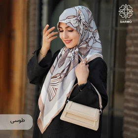 روسری ابریشم کجراه پاپیون (طوسی)