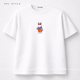 تیشرت باکسی 100٪ پنبه با چاپ مینیمال (Lamaste) | کد 1305