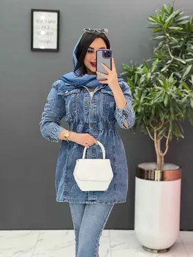 مانتو جین کمرکش چاک‌دار