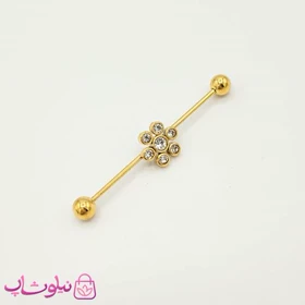 پیرسینگ گوش نگین‌دار طلایی کد 891