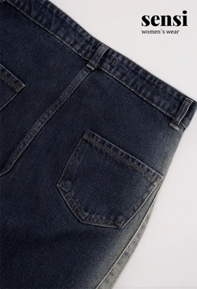 شلوار جین شافل بغل رادو سورمه ای کد1000934