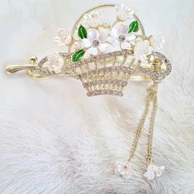 گیره مو زنانه مدل چفتی سبد گل آویزدار کد brg 4207