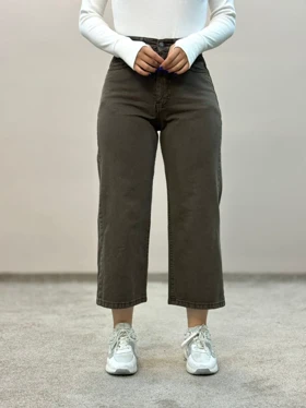 شلوار واید جین شکلاتی 3843آمسو