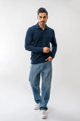 بافت آستین بلند یقه دار مردانه