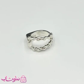 انگشتر زنانه طرح پیچ دو لاین آبکاری نقره