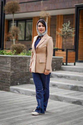 کت رسمی زنانه رنگ نسکافه ای مدل 2-11
