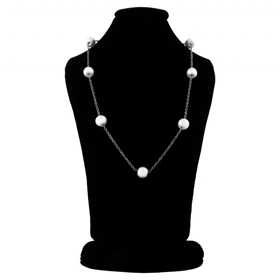 گردنبند زنانه مدل مروارید زنجیری (نقره‌ای)