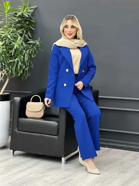 ست مانتو و شلوار دکمه طلایی