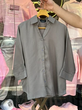 شومیز آستین کوتاه رویس 12667 (طوسی)