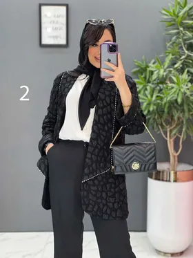 مانتو مغزی دوزی آستین پاکتی