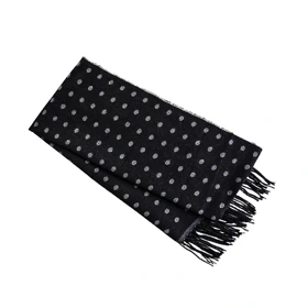 شال گردن طرح خال‌خالی مشکی و طوسی