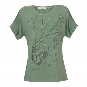 بلوز آستین کوتاه زنانه ویسکوز طرح پروانه