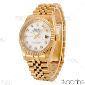ساعت رولکس دیت جاست مردانه صفحه سفید ایندکس نگین‌دار 104450