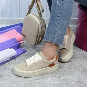 ست کیف و کفش زنانه مدل ونس vans رنگ کرم روشن