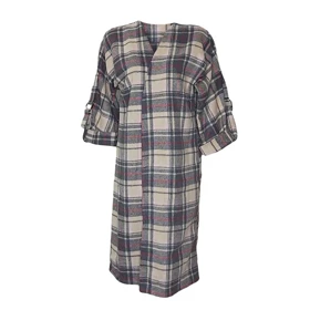 مانتو زنانه پاییزه بلند اسپرت چهارخونه پشمی