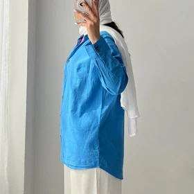 شومیز لینن H&M آبی