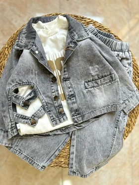 سه تیکه جین بند دار