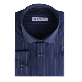 پیراهن مردانه رسمی سورمه‌ای راه راه