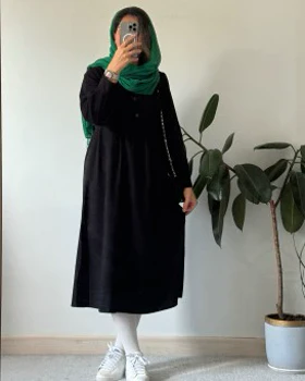 پیراهن مانتویی پاییزه آنیل جیب‌دار 3