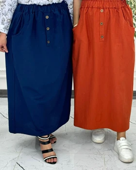 دامن لینن جیب‌دار 6014