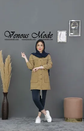 مانتو جین رنگی جیب پاکتی
