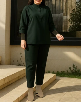 ست بلوز شلوار لینن عسل 2043