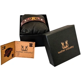 دستبند چرم وارک طرح نماد ماه دی مدل برسام کد rb244