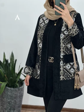 کت مزونی سوزندوزی (طرح جیب‌دار)