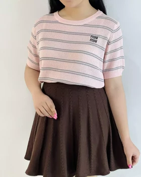 بلوز بافت راه راه miumiu گلدوزی پشت دکمه کد 5494