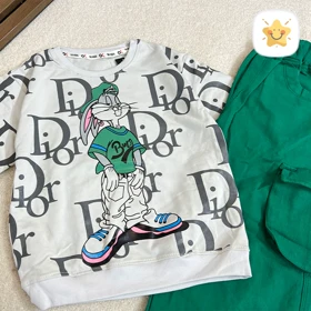 بلوز شلوار دخترانه کتان بگ مدل باگز بانی مناسب 4 تا 8 سال