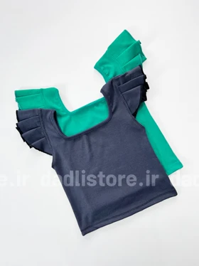 کراپ تاپ کبریتی یقه خشتی آستین پلیسه