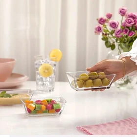 ست کاسه 6 عددی شیشه ای بزرگ مستطیل لیمون