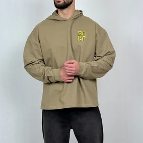 هودی مردانه سبز سدری پنبه دو نخ طرح مینیمال