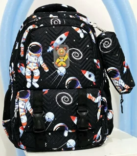 کوله پشتی مدرسه ای فضانورد با ست جامدادی SPACEMAN