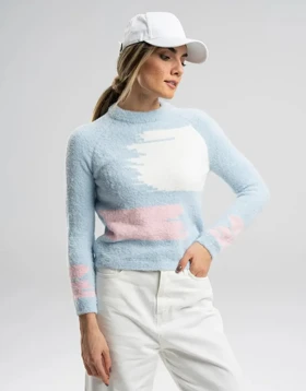 موهر طرح دار 3 رنگ (آبی روشن)