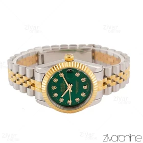 ساعت رولکس دیت جاست طلایی نقره ای صفحه سبز 103641