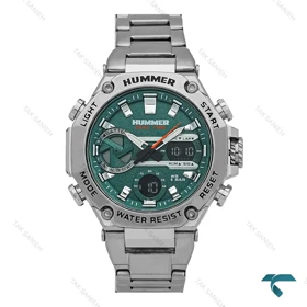 ساعت مردانه هامر 1444 دوزمانه سیلور صفحه سبز Hummer-7536-G