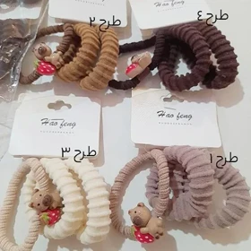 کش مو دخترانه پشمی با عروسک خرسی فانتزی – ست 3 تایی