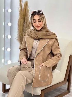 مانتو ژاکارد دو جیب مروارید