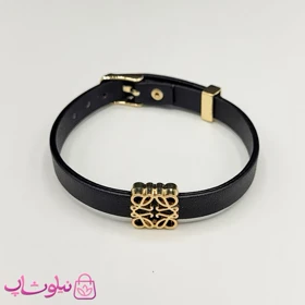 دستبند زنانه لووه Loewe چرم استیل رنگ مشکی کد 650