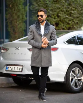 پالتو داخل خز مردانه طوسی