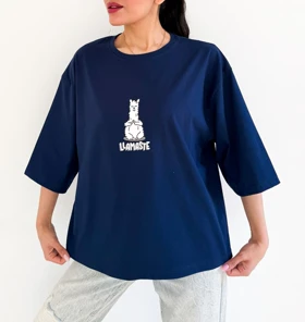 تیشرت باکسی چاپی طرح Lama