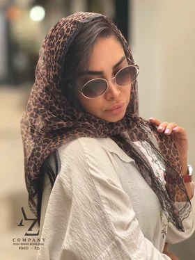 روسری سه گوش تور طرح پلنگی ریز مناسب تابستان