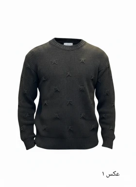 پلیور بافت مشکی شیک یقه گرد زاپ مینیمال فری سایز لش